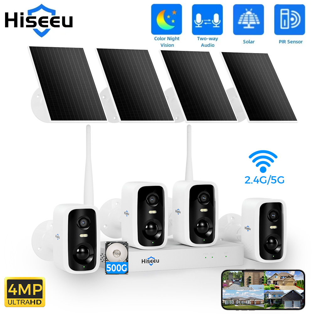 Home Security Kit - Hiseeu 10CH NVR 4MP WiFi Solar