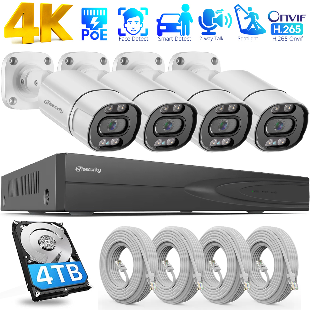 Home Security Camera System - 4K PoE Security Camera System 4CH
