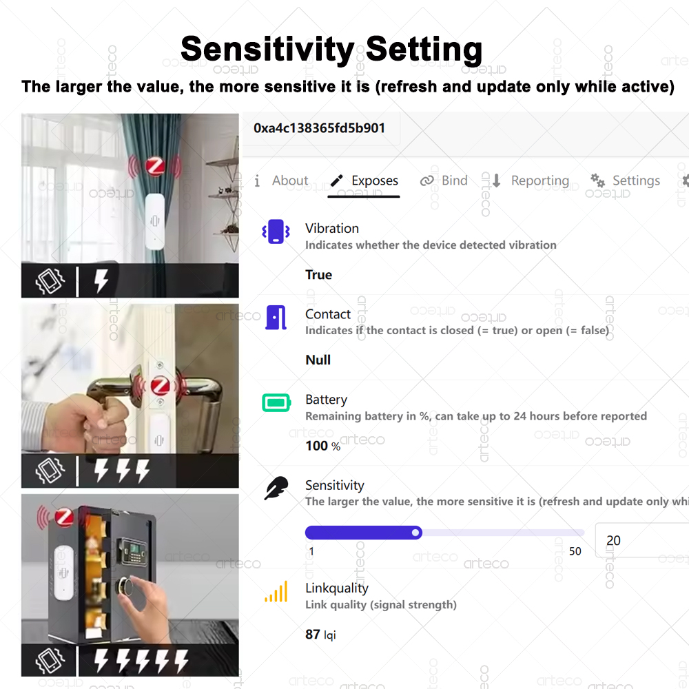 ZigBee Smart Vibration Sensor  - Home Security Monitor incelemesi ve fiyatı
