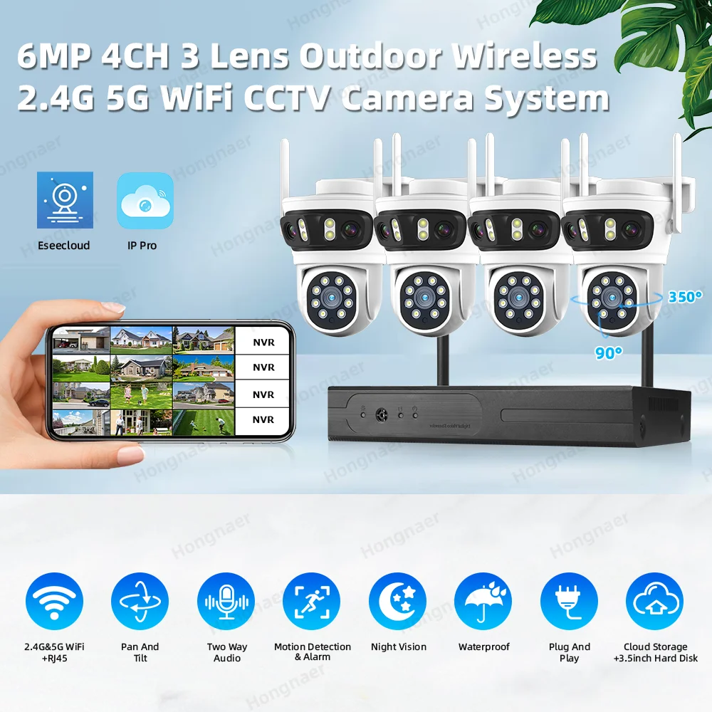 2026 Hongnaer 6MP 4CH 3 Lens 2 - Home Security Camera System incelemesi ve fiyatı