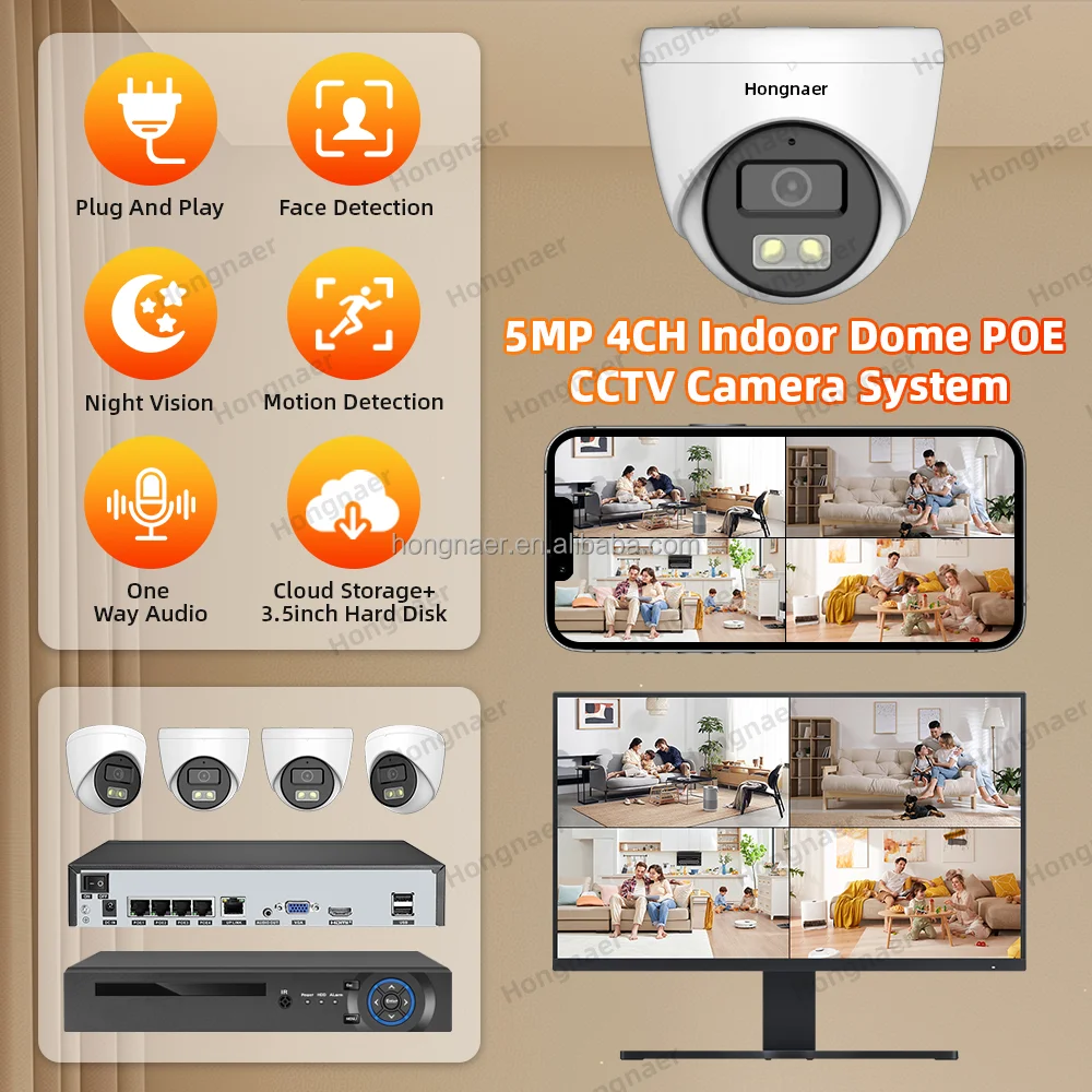 2026 Hongnaer 4MP 5MP 8MP 4CH  - Home Security Camera System incelemesi ve fiyatı