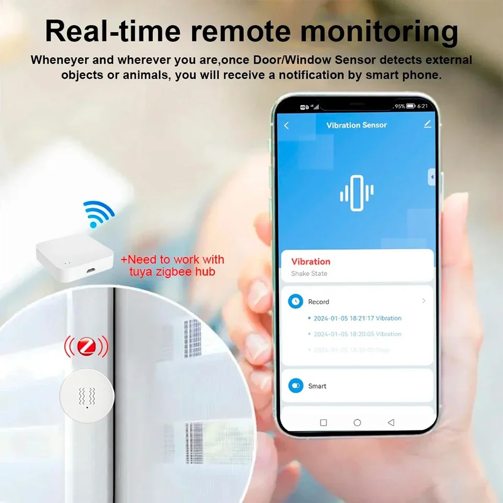 Tuya ZigBee Smart Vibration &  - Home Security Monitor incelemesi ve fiyatı